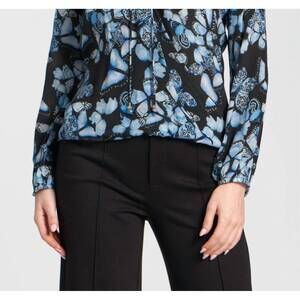 NEW APNY morpho v-neck with tassel blouse in twilight wings